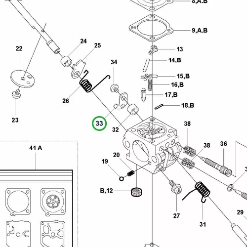 Husqvarna szivatókar 327Rx, 327RDx, 343R fűkaszához robbantott ábra