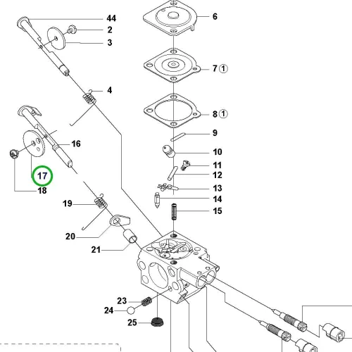 Husqvarna karburátor szivatószelep 535RX, 535RXT fűkaszához robbantott ábra