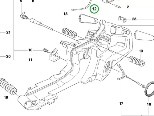 Husqvarna tartály rögzítő fogó 390 XP, 395 XP láncfűrészhez robbantott ábra