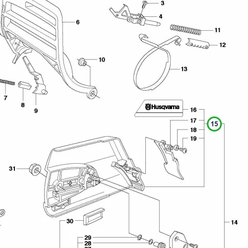 Husqvarna kuplungfedél 365, 372 XP láncfűrészhez robbantott ábra
