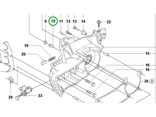 Husqvarna forgattyúház szelep 346 XP, 353, 390 XP láncfűrészhez robbantott ábra