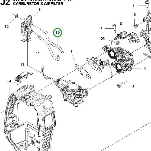 Husqvarna benzincső 127 mm 545RXT fűkaszához robbantott ábra