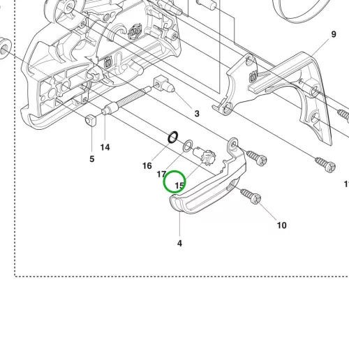 Husqvarna láncfeszítő csigakerék balos 435, 445, 450 láncfűrészhez robbantott ábra