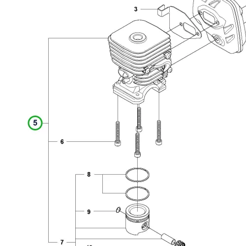 Husqvarna henger 34 mm 327Rx, 327RDx fűkaszához robbantott ábra