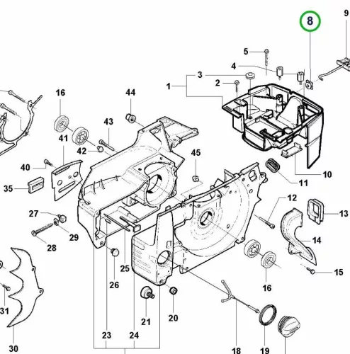 Husqvarna szivatókar átvezetőgumi 395 XP láncfűrészhez robbantott ábra