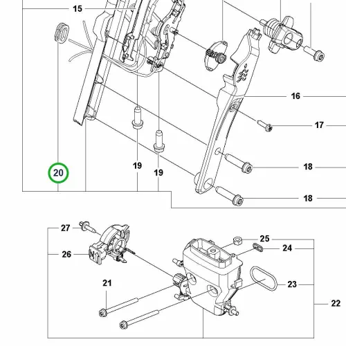 Husqvarna persely fűtött markolathoz 545 Mark II láncfűrészhez robbantott ábra