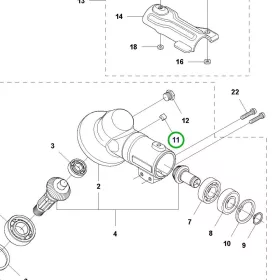 Husqvarna szöghajtómű mágnes 135R, 535RX, 535RXT fűkaszához robbantott ábra