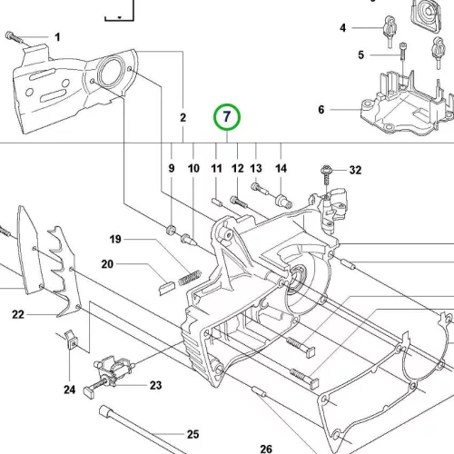 Husqvarna forgattyúház 346 XP, 353 láncfűrészhez robbantott ábra