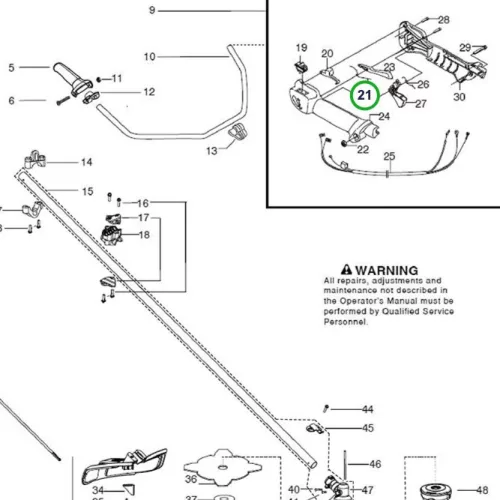 Husqvarna gázbiztosító rugó 129R, 135R, 535RX, 543RS fűkaszához robbantott ábra