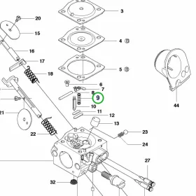 Husqvarna karburátor mérőkar rugó 346 XP, 353 láncfűrészhez robbantott ábra