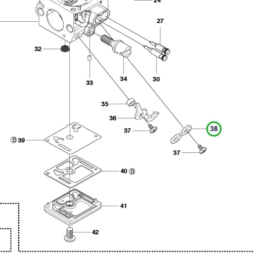 Husqvarna karburátor szivatókar 353, 346 XP láncfűrészhez robbantott ábra
