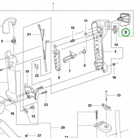 Husqvarna gázmarkolat fedél 545F, 555FXT tisztítófűrészhez robbantott ábra