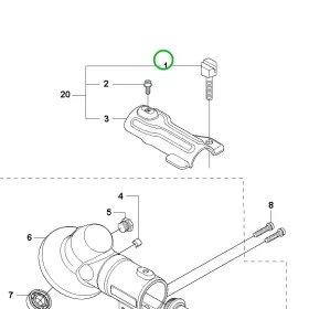 Husqvarna szórásvédő csavar 535RX, 543RS, 553RS, 555RXT fűkaszához robbantott ábra