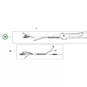 Husqvarna gázkarmarkolat komplett 555FX fűkaszához robbantott ábra