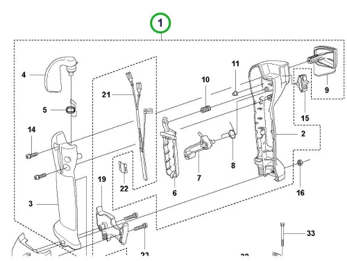 Husqvarna gázmarkolat komplett 545F, 555FXT tisztítófűrészhez robbantott ábra