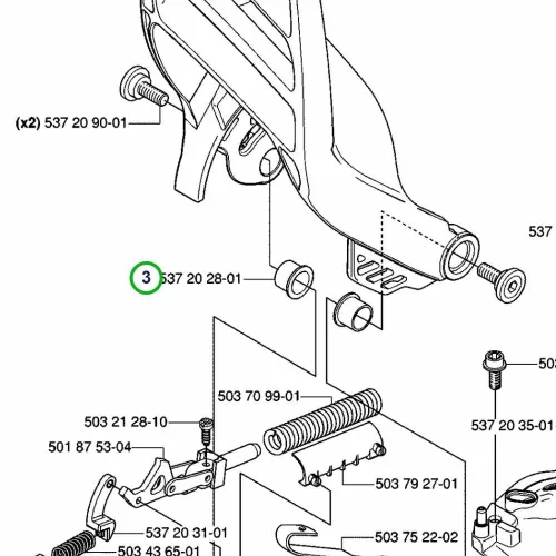 Husqvarna kuplungfedél persely 540 XP Mark III láncfűrészhez robbantott ábra