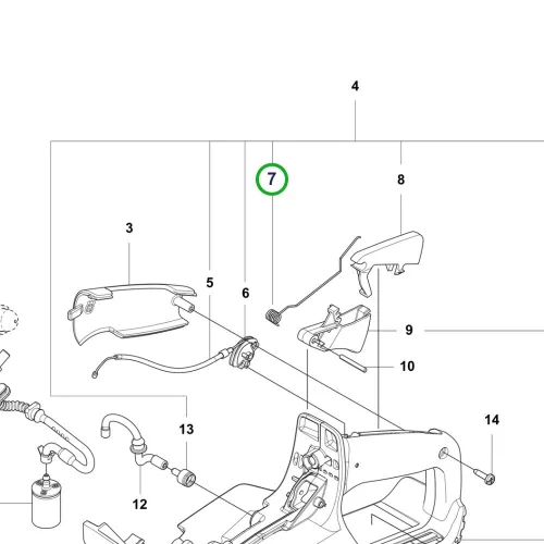 Husqvarna üzemanyagtartály rugó 564 XP, 585, 592 XP láncfűrészhez robbantott ábra