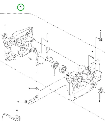 Husqvarna forgattyúház 345FX, 343R, 343FR fűkaszához robbantott ábra