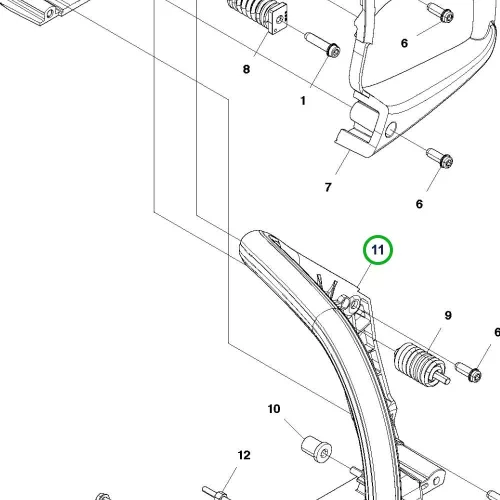 Husqvarna első fogantyú 455, 460, 465 Rancher láncfűrészhez robbantott ábra