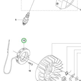 Husqvarna generátor állórész 355Fx, 355Rx fűkaszához robbantott ábra