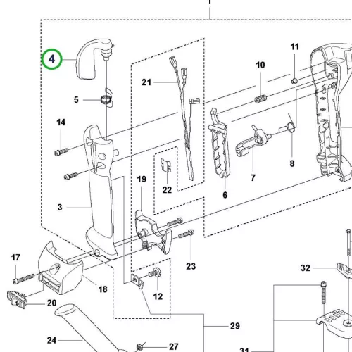 Husqvarna gázravasz komplett 545F, 555FXT tisztítófűrészhez robbantott ábra