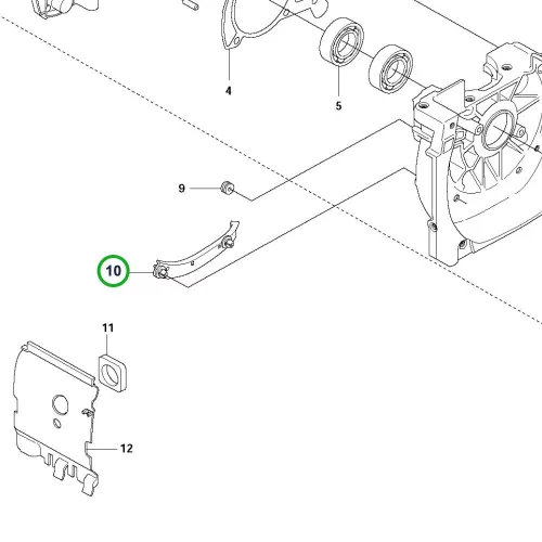 Husqvarna kábeltartó tanklevegőztető mellett 345FX, 343R fűkaszához robbantott ábra
