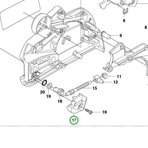 Husqvarna kuplungfedél takaróelem 455, 460 Rancher láncfűrészhez robbantott ábra