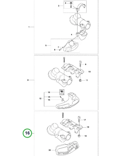 Husqvarna késvédő szerelőkészlet 345FX, 343R, 545FX fűkaszához robbantott ábra