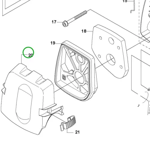 Husqvarna légszűrő fedél 333R, 335Rx, 535RX fűkaszához robbantott ábra