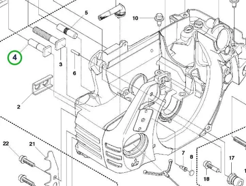 Husqvarna forgattyúház tőcsavar 4. pozíció 450 II láncfűrészhez robbantott ábra