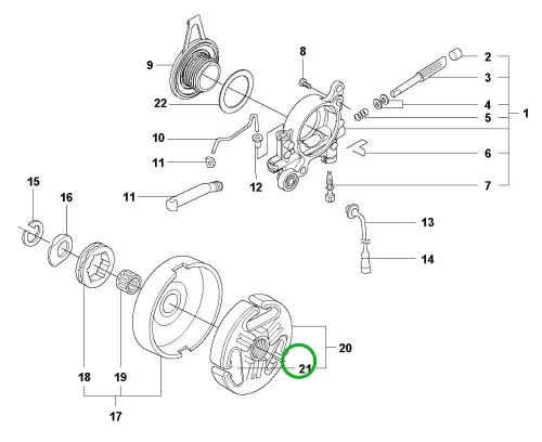 Husqvarna kuplungrugó 268, 272 XP, 362, 365 láncfűrészhez robbantott ábra