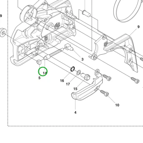 Husqvarna láncfeszítő csigacsavar 435, 440, 445, 450 láncfűrészhez robbantott ábra