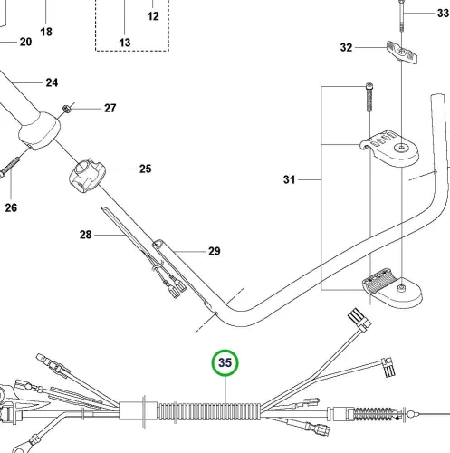 Husqvarna gázkar kábelköteg 355Fx, 555FX fűkaszához robbantott ábra