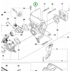 Husqvarna karburátor szigetelő fal 555RXT, 555FXT fűkaszához robbantott ábra