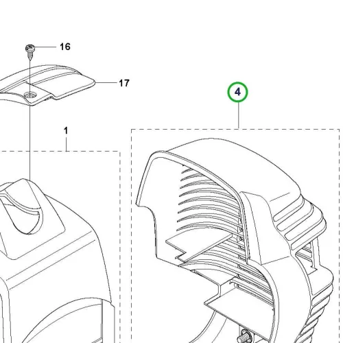 Husqvarna kipufogó hővédő komplett 535RX, 535RXT fűkaszához robbantott ábra