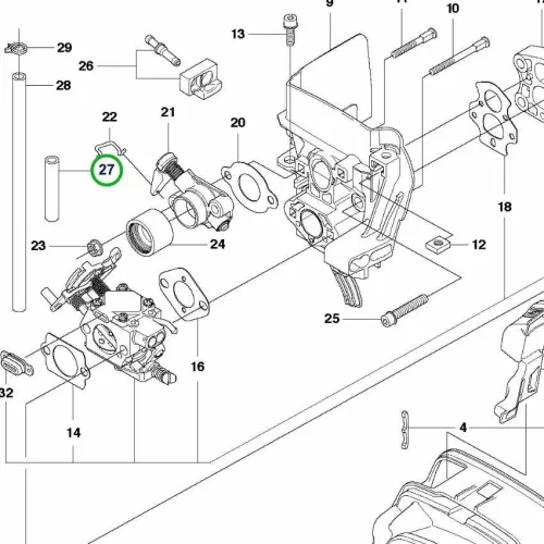 Husqvarna üzemanyag szívótömlő 355Fx, 355Rx fűkaszához robbantott ábra