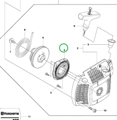 Husqvarna berántó rugókazetta 135, 140, 435, 440 láncfűrészhez robbantott ábra