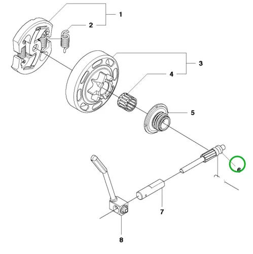 Husqvarna olajpumpa tengely dugattyú 435, 445, 450 láncfűrészhez robbantott ábra