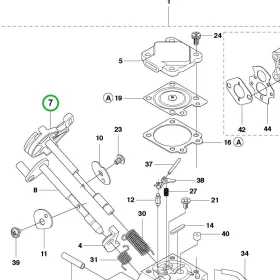 Husqvarna fojtószelep tengely 555RXT, 555FXT fűkaszához robbantott ábra