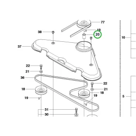 Husqvarna távtartó hüvely késtengelyhez R 320 AWD riderhez robbantott ábra