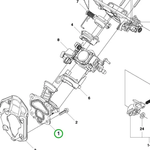 Husqvarna karburátorcső 445 II, 450 II láncfűrészhez robbantott ábra