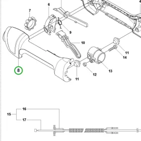 Husqvarna gázkar markolatfél 525LK, 535RXT fűkaszához robbantott ábra