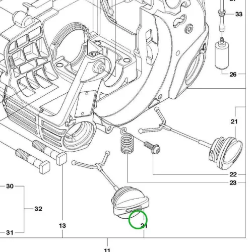 Husqvarna tanksapka komplett 120 Mark II, 130, 235, 236 láncfűrészhez robbantott ábra
