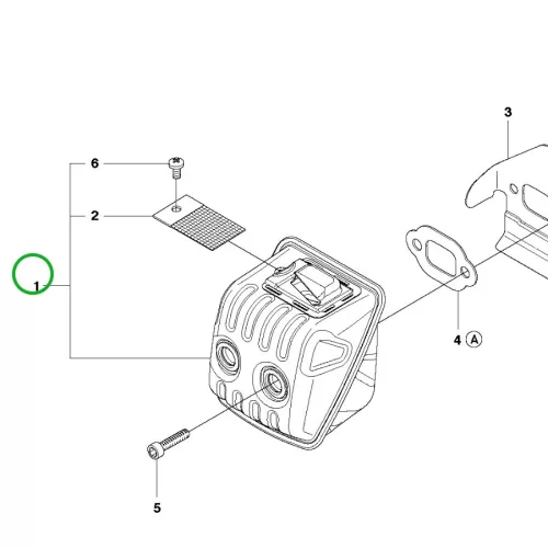 Husqvarna kipufogó 435 II, 440 II, 445 II, 450 II láncfűrészhez robbantott ábra
