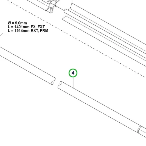 Husqvarna hajtótengely 1401 mm négyszögvégű 555FXT tisztítófűrészhez robbantott ábra
