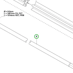 Husqvarna meghajtótengely 9 mm négyszög végű 1514 mm 555RXT fűkaszához robbantott ábra
