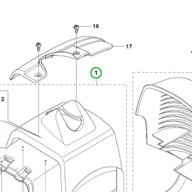 Husqvarna hengerburkolat komplett csavarokkal 535RX, 535RXT fűkaszához robbantott ábra