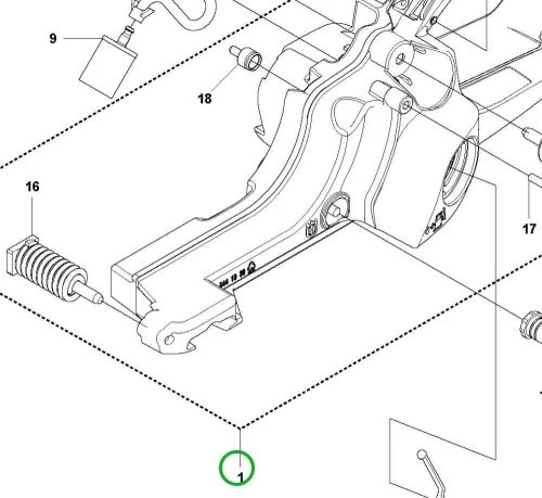Husqvarna benzintank 135, 140, 435, 440 láncfűrészhez robbantott ábra
