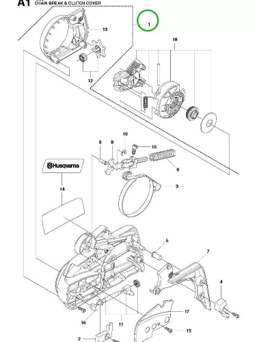 Husqvarna oldaldekni komplett 435, 440 láncfűrészhez robbantott ábra