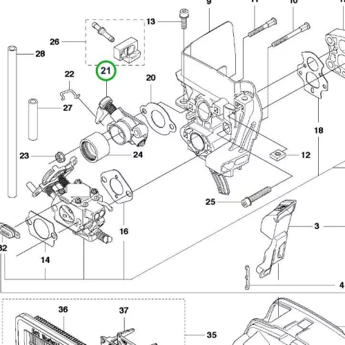 Husqvarna szelepház komplett 555RXT, 555FXT fűkaszához robbantott ábra